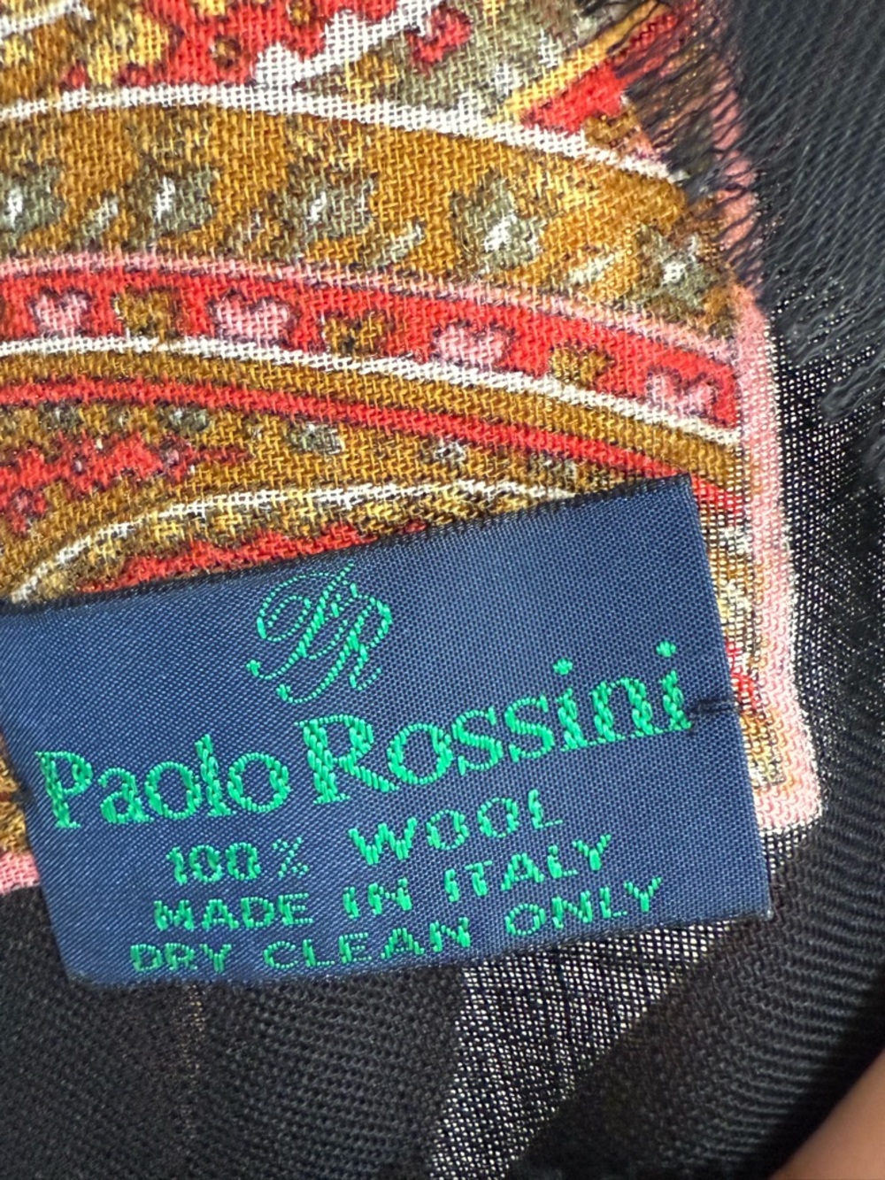 Paolo Rossini Black Paisley Floral Border Women's Scarf - Picture 2 of 4